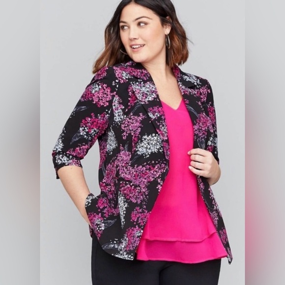 Lane Bryant Jackets & Blazers - Lane Bryant The Bryant Boho Floral Crepe Blazer Suit Jacket Size 14P NWT